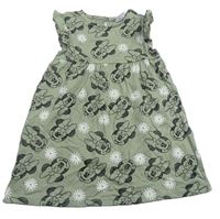 Khaki květované bavlněné šaty s Minnie Disney