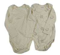 2set - 2x Body - smetanové + smetanové se slony Lupilu
