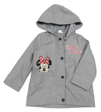 Světlešedá voděodolná jarní bunda s Minnie a kapucí Disney