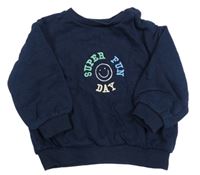 Tmavomodrá mikina se smajlíkem a nápisy M&S