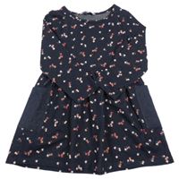 Tmavomodré květované šaty E-Vie