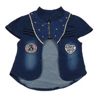 Tmavomodrá riflová vesta s gombíky a výšivkami 