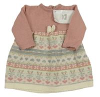 Nové - Růžovo-bílo-šedé šaty se vzorovanou sukní 