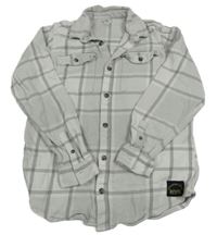 Světlešedo-bílá kostkovaná košilová bunda s nápisem River Island