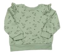 Zelená mikina se zvířátky a volánky Primark