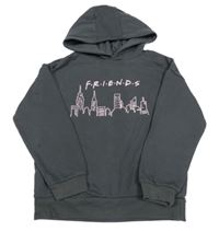 Antracitová mikina s potiskem a kapucí - Přátelé 