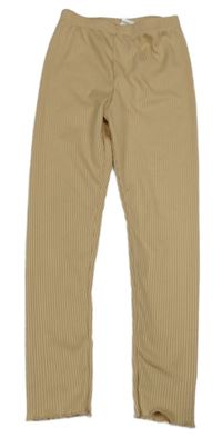 Béžové žebrované legíny 