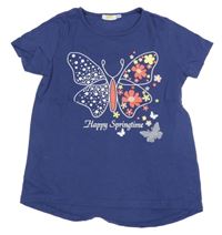 Tmavomodré tričko s motýlkem Kids
