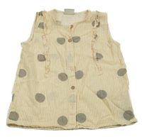 Bílo-žluto-šedý pruhovaný puntíkatý halenkový top LC Waikiki