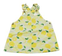 Bílo-žluté laclové riflové šaty s citrony 