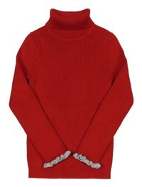 Červený žebrovaný svetrový rolák Primark