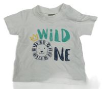 Bílé tričko s nápisem a lvem 