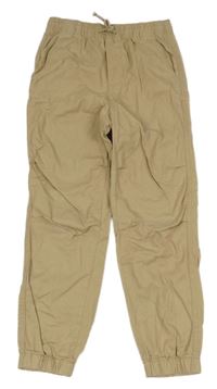 Béžové plátěné cuff kalhoty H&M