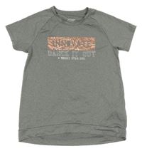 Šedé sportovní tričko s nápisy Crane