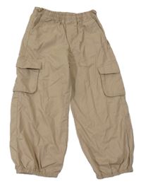 Béžové plátěné cargo cuff kalhoty H&M