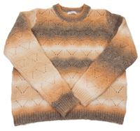 Oranžovo-bílý melírovaný vzorovaný svetr Primark