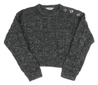 Antracitový třpytivý crop svetr Primark
