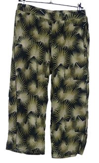 Dámské černo-khaki vzorované culottes kalhoty 