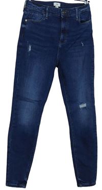 Dámské tmavomodré skinny rifle s prošoupáním River Island 