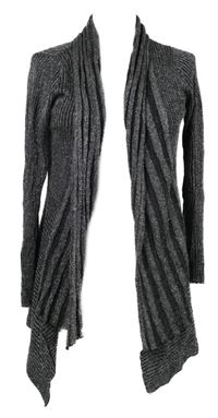 Nové - Dámský černo-stříbrný žebrovaný svetrový cardigán 