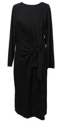 Dámské černé žebrované pletené midi šaty s mašlí Shein 