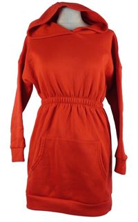 Dámské červené teplákové šaty s kapucí 