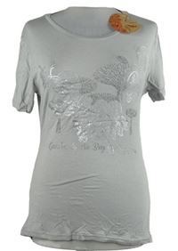 Dámské šedé tričko s květy 