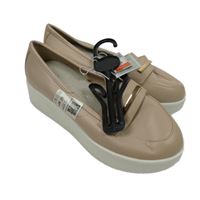 Nové - Dámské pudrovo-bílé koženkové mokasíny na platformě vel. 39