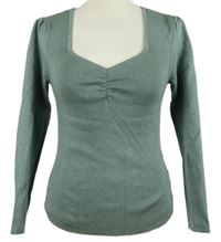 Dámský světlekhaki třpytivý lehký svetr Next 