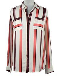 Dámská bílo-červeno-černá pruhovaná halenka Next