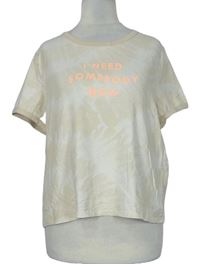 Dámské béžové vzorované crop tričko s nápisem zn. H&M