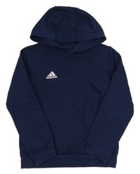 Tmavomodrá mikina s logem a kapucí Adidas