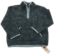 Nové - Tmavošedá huňatá mikina s dinosaury Dunnes