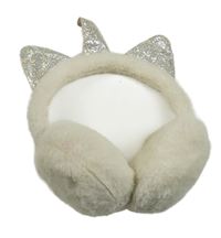 Smetanové chlupaté klapky na uši s oušky 