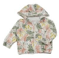 Bílá propínací mikina s listy s kapucí so cute