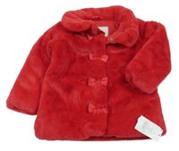Nové - červený kožešinový zateplený kabát George