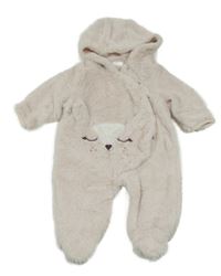 Světlerůžová kožešinová podšitá kombinéza s čumáčkem a kapucí so cute