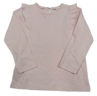 Světlerůžové triko s volánkem Mango