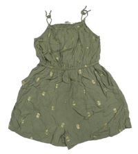 Khaki kraťasový overal s ananasy H&M