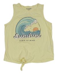 Žlutý crop top s obrázkem 