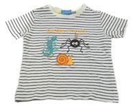 Bílo-černé pruhované tričko s obrázkem Impidimpi