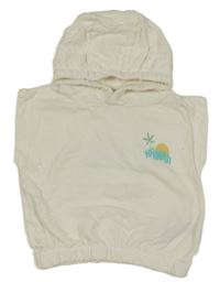 Bílá tepláková vesta s potiskem a kapucí Ergee