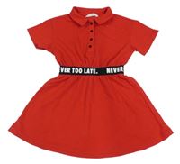 Červené polo šaty s nápisem Shein