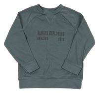 Modro-šedá mikina s vyšitým nápisem 