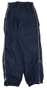 Tmavomodré šusťákové nepromokavé kalhoty 