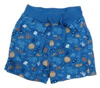 Tmavomodré teplákové kraťasy s podmořským světem 