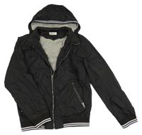 Černá jarní šusťáková bunda s kapucí H&M