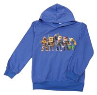 Modrá mikina s roblox panáčky a kapucí