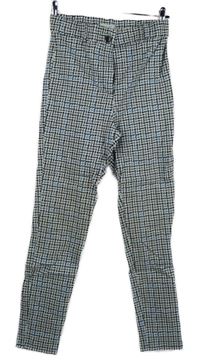 Dámské bílo-černo-modré vzorované elastické kalhoty Primark