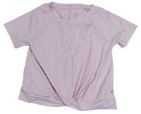 Světlerůžové žebrované sportovní crop tričko 